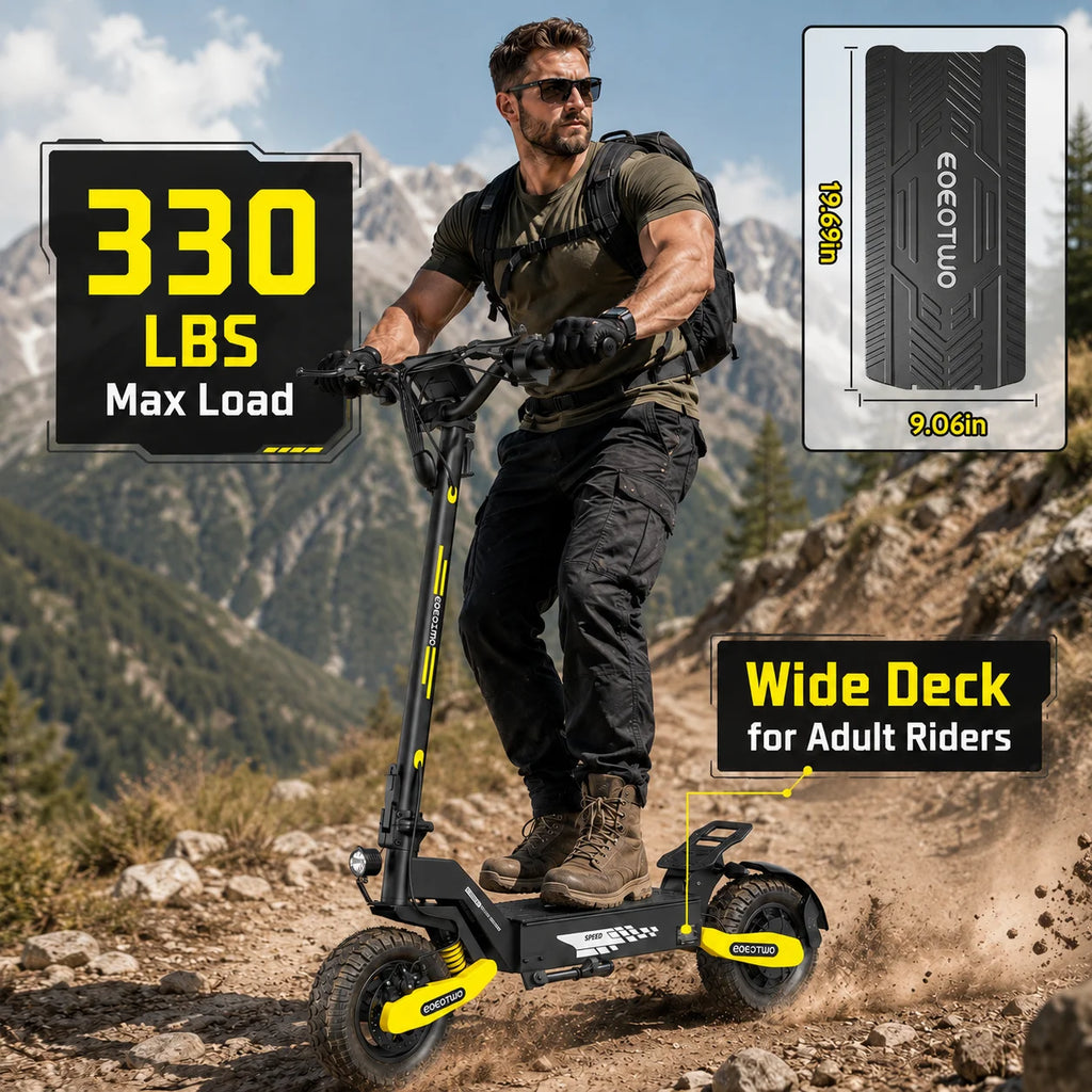 EOEOTWO 1200W Off-Road Electric Scooter for Adults | 48V Long Range | 30 MPH | 11" Tubeless Tires | Foldable E-Scooter