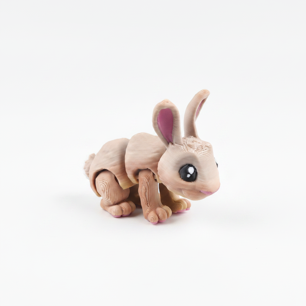 Beige rabbit fidget toy on white background