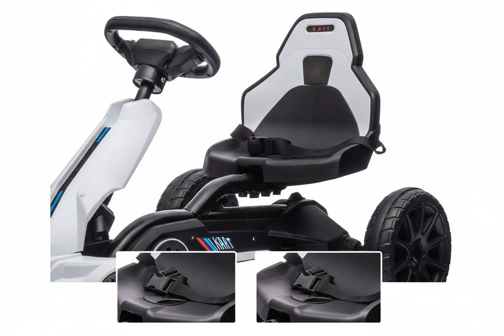 12V Kids Electric Go-Kart safety design detail showing safety belt and backrest