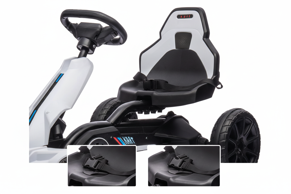 12V Kids Electric Go-Kart safety design detail showing safety belt and backrest