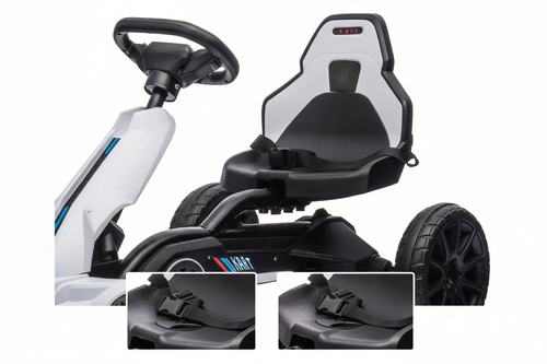 12V Kids Electric Go-Kart safety design detail showing safety belt and backrest