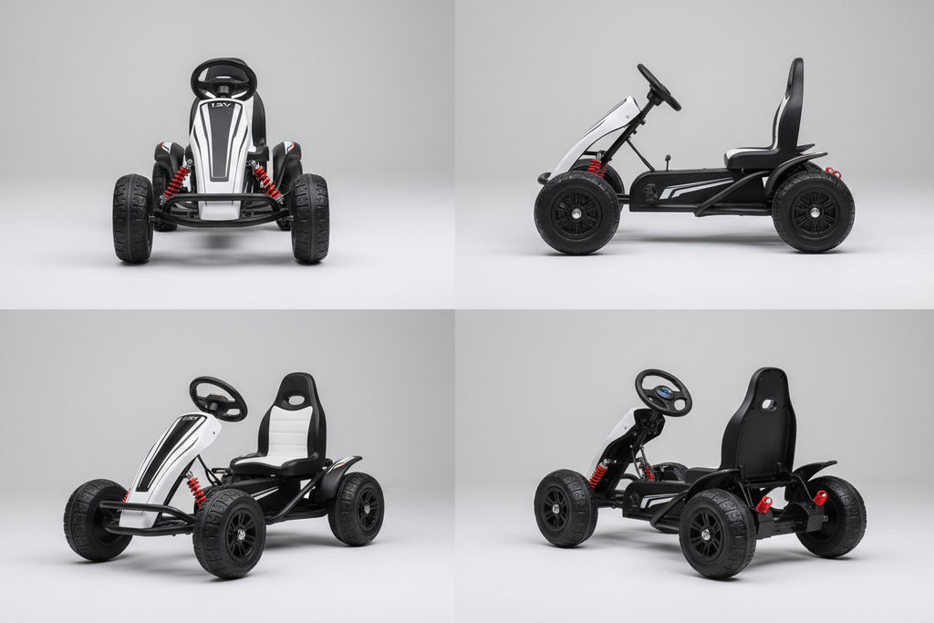 12V Kids Electric Go-Kart white and black color variants