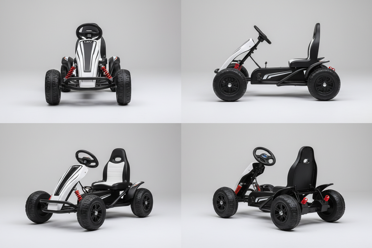 12V Kids Electric Go-Kart white and black color variants