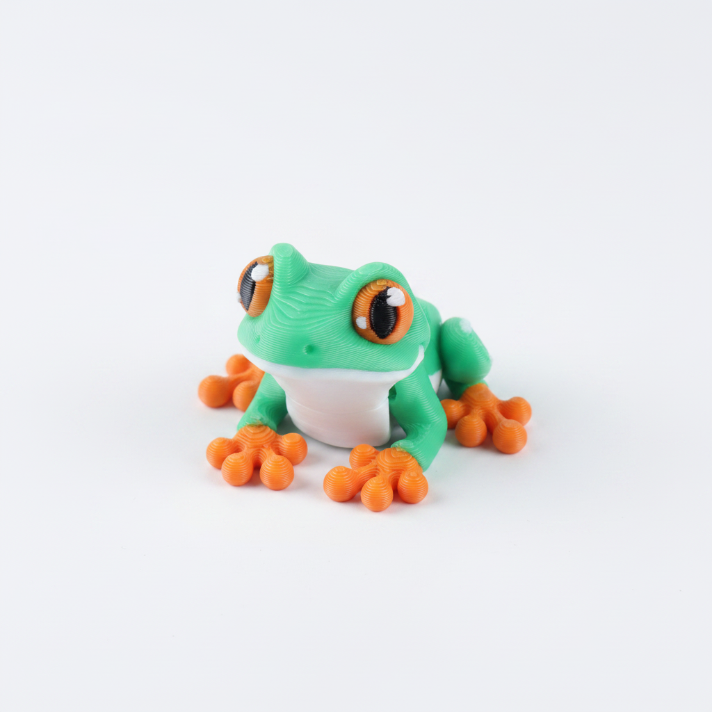 Green tree frog fidget toy on white background