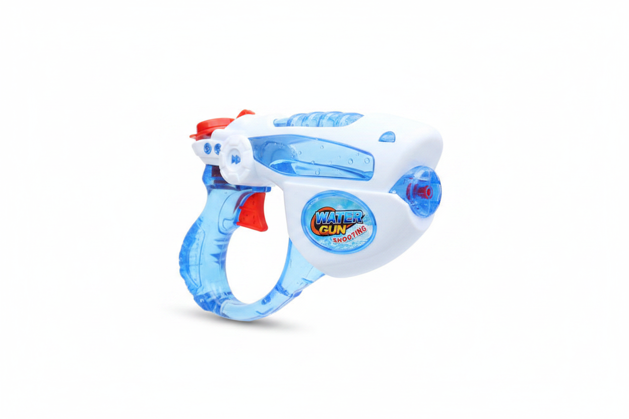 Blue and white kids water gun toy on clean white background