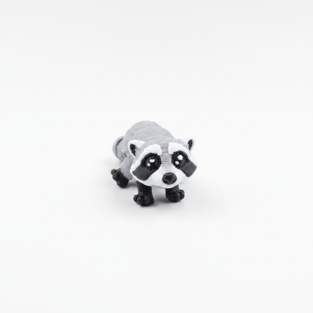 Gray raccoon fidget toy on white background