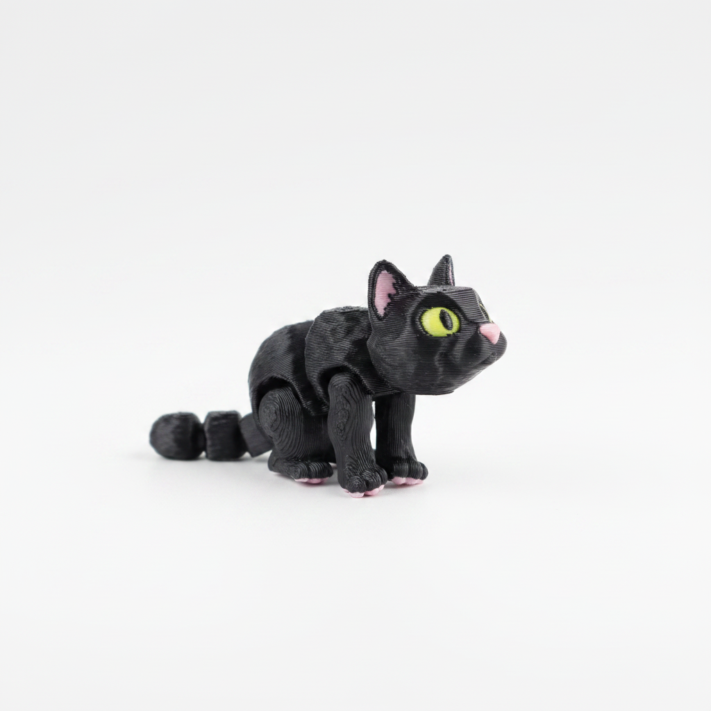 Black cat fidget toy on white background