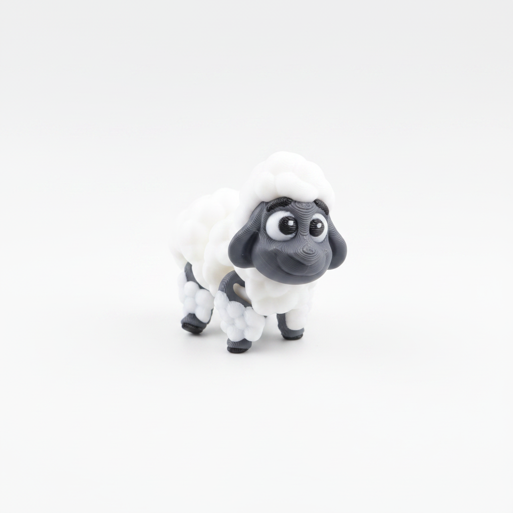 White fluffy sheep fidget toy on white background