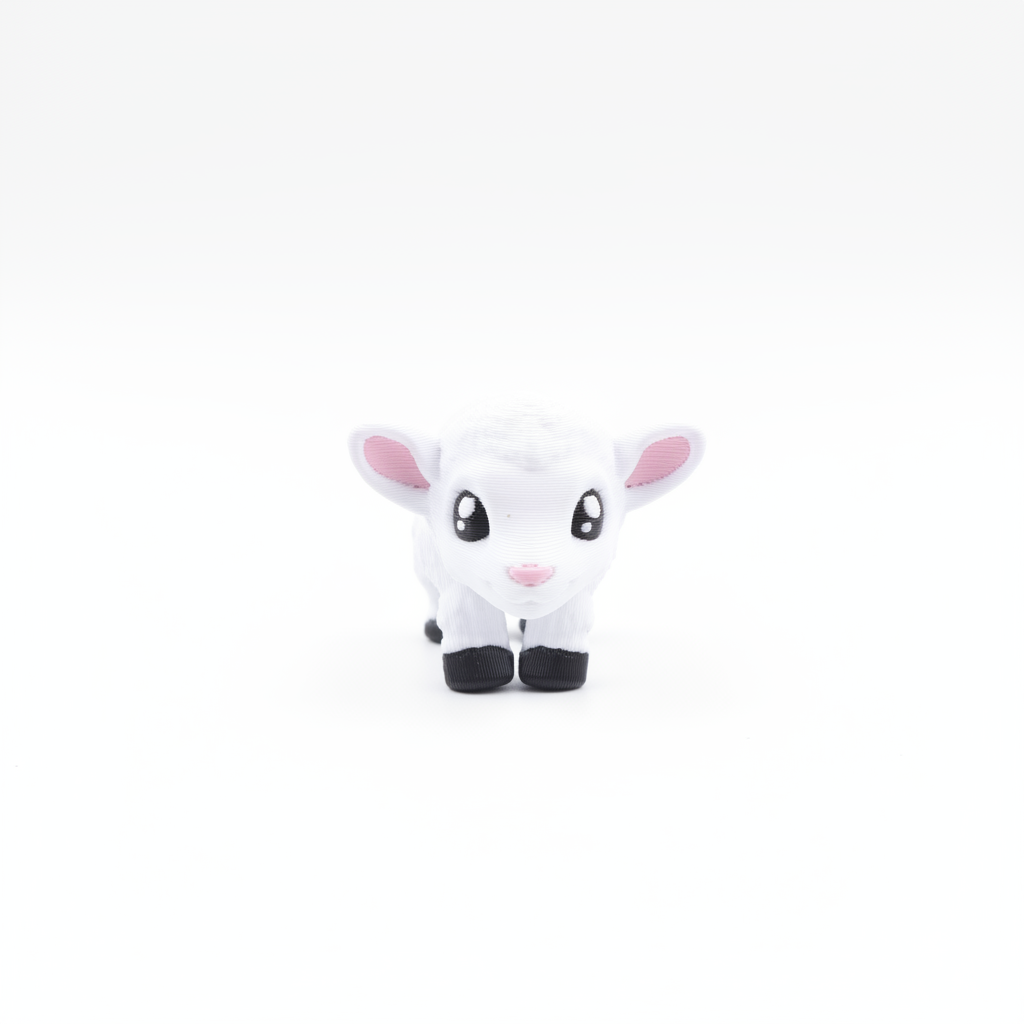 White lamb fidget toy on white background