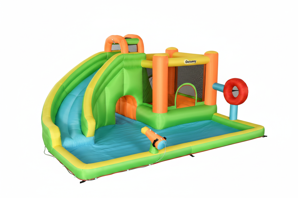 7-in-1 kids inflatable water slide and bounce house full product view on white background