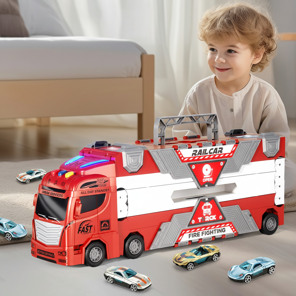 Kids fire truck toy lifestyle shot
