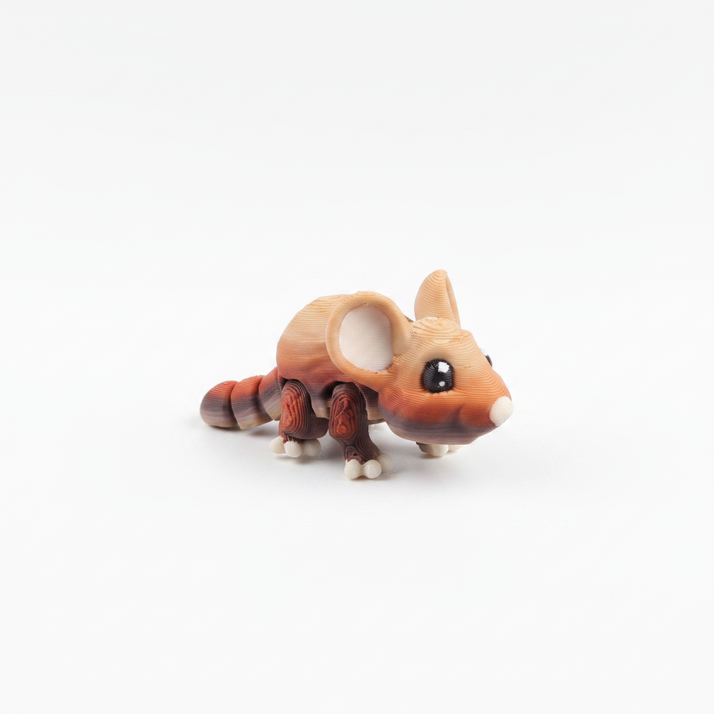 Tan mouse fidget toy on white background