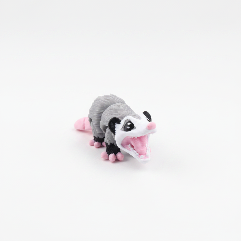 Gray opossum fidget toy on white background